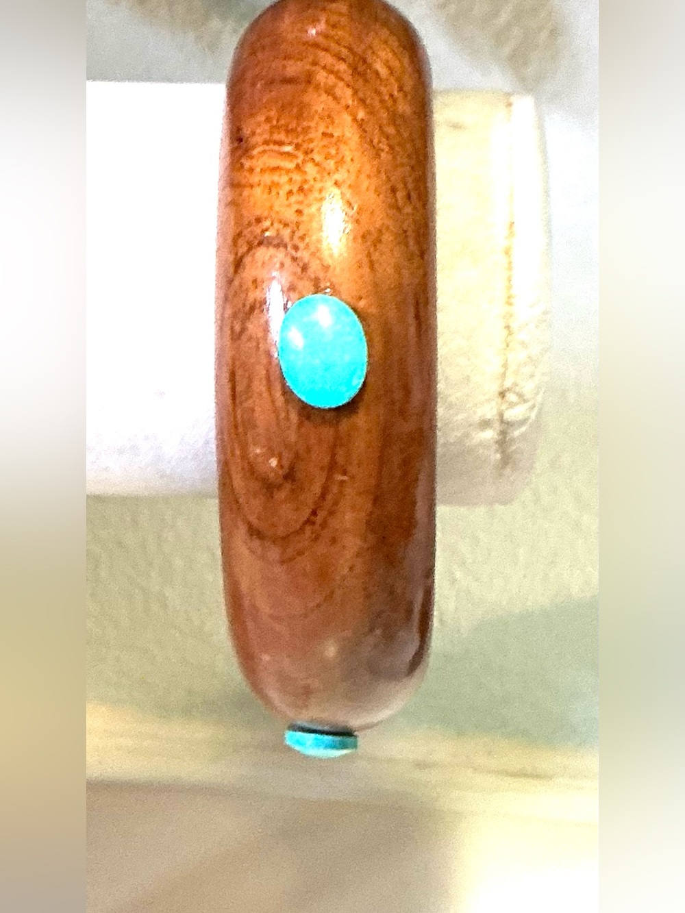 New wood bracelet with turquoise accents